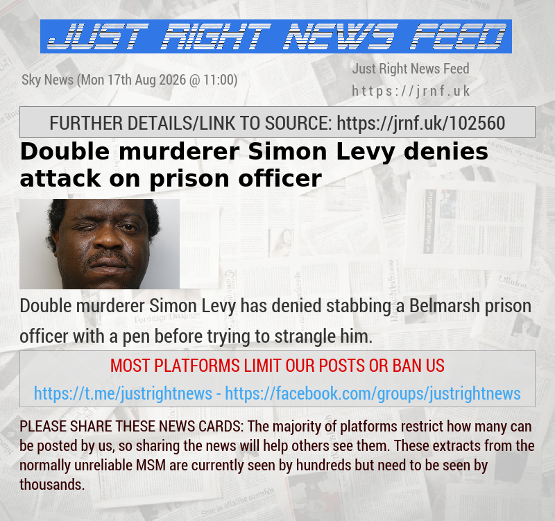 Double murderer Simon Levy denies attack on prison officer