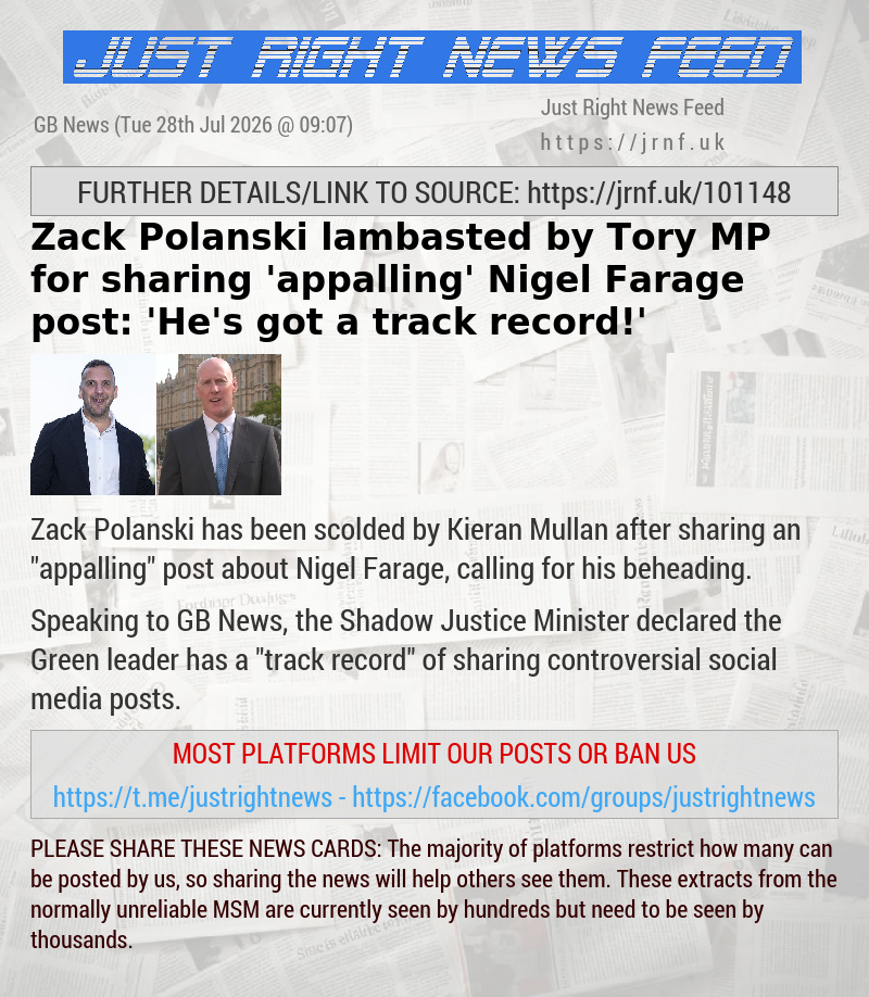 Zack Polanski lambasted by Tory MP for sharing ’appalling’ Nigel Farage post: ’He’s got a track record!’
