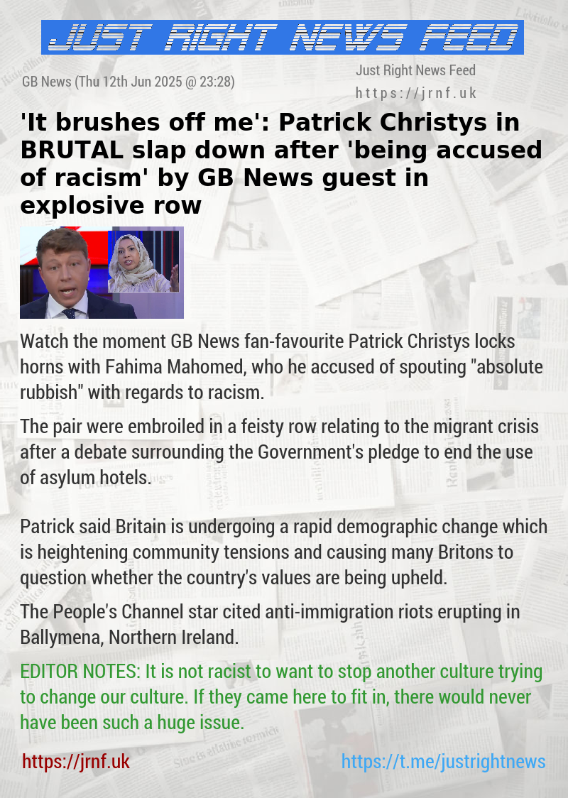 ‘It brushes off me’: Patrick Christys in BRUTAL slap down after ‘being accused of racism’ by GB News guest in explosive row