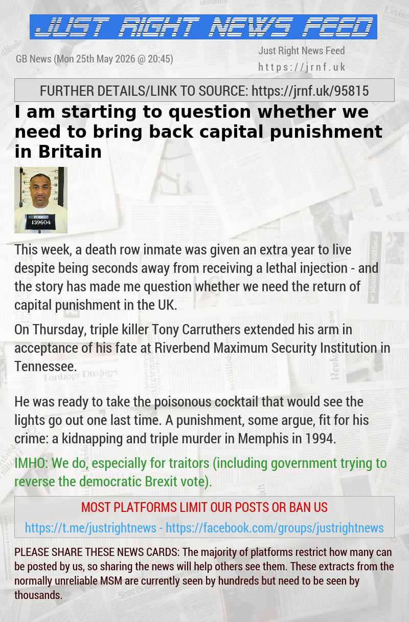 I am starting to question whether we need to bring back capital punishment in Britain