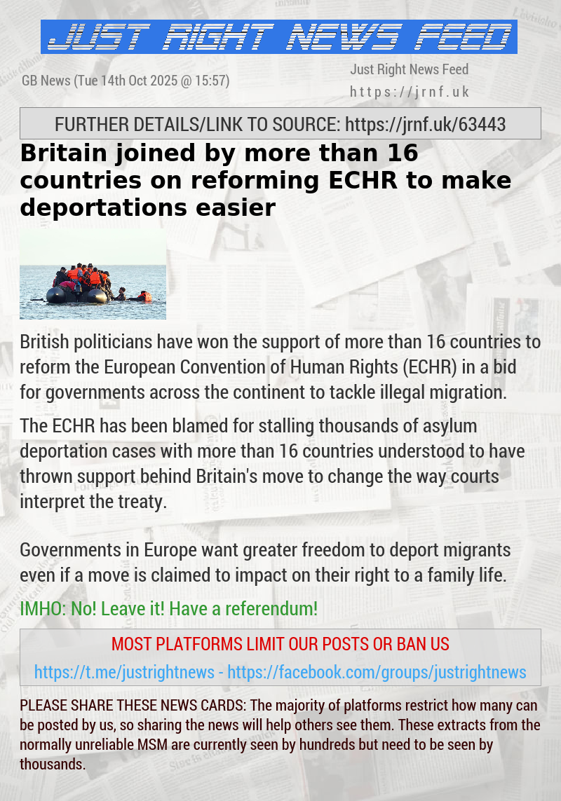 Britain joined by more than 16 countries on reforming ECHR to make deportations easier