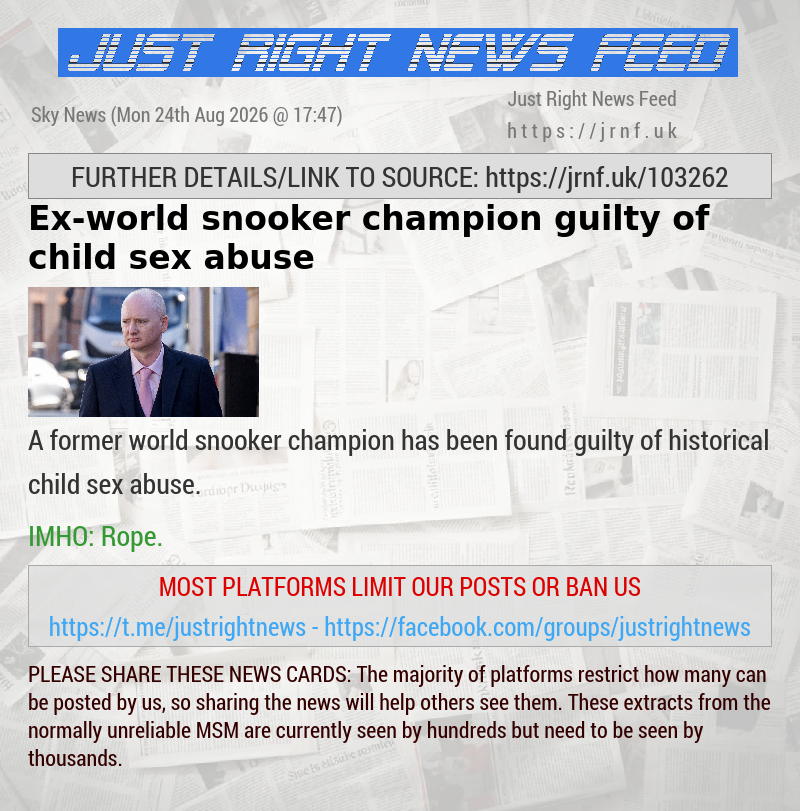 Ex—world snooker champion guilty of child sex abuse