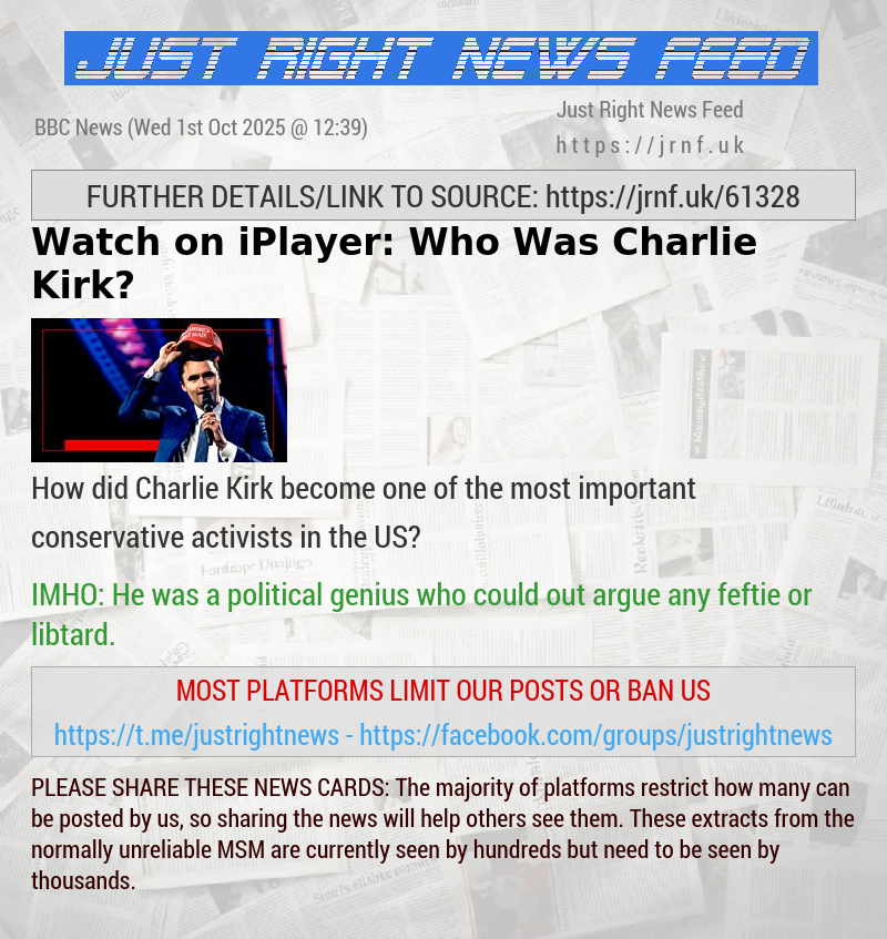 Watch on iPlayer: Who Was Charlie Kirk?