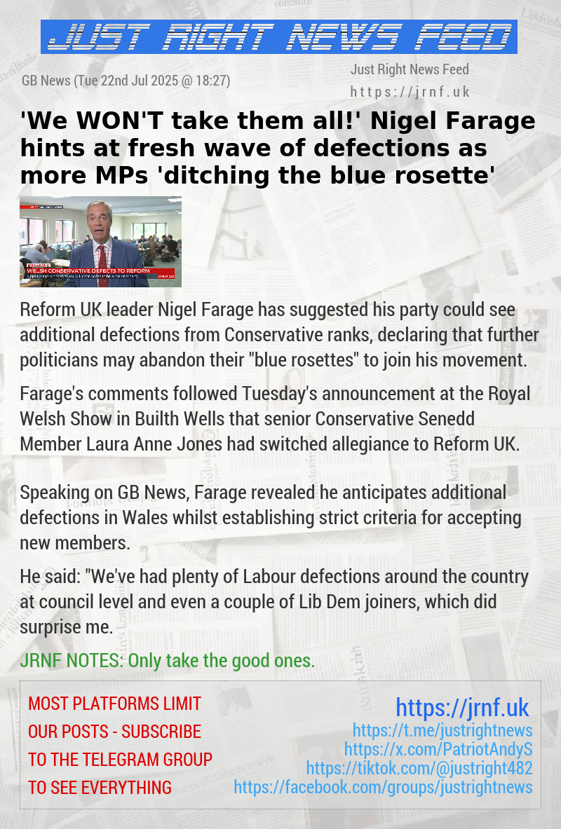 ’We WON’T take them all!’ Nigel Farage hints at fresh wave of defections as more MPs ’ditching the blue rosette’