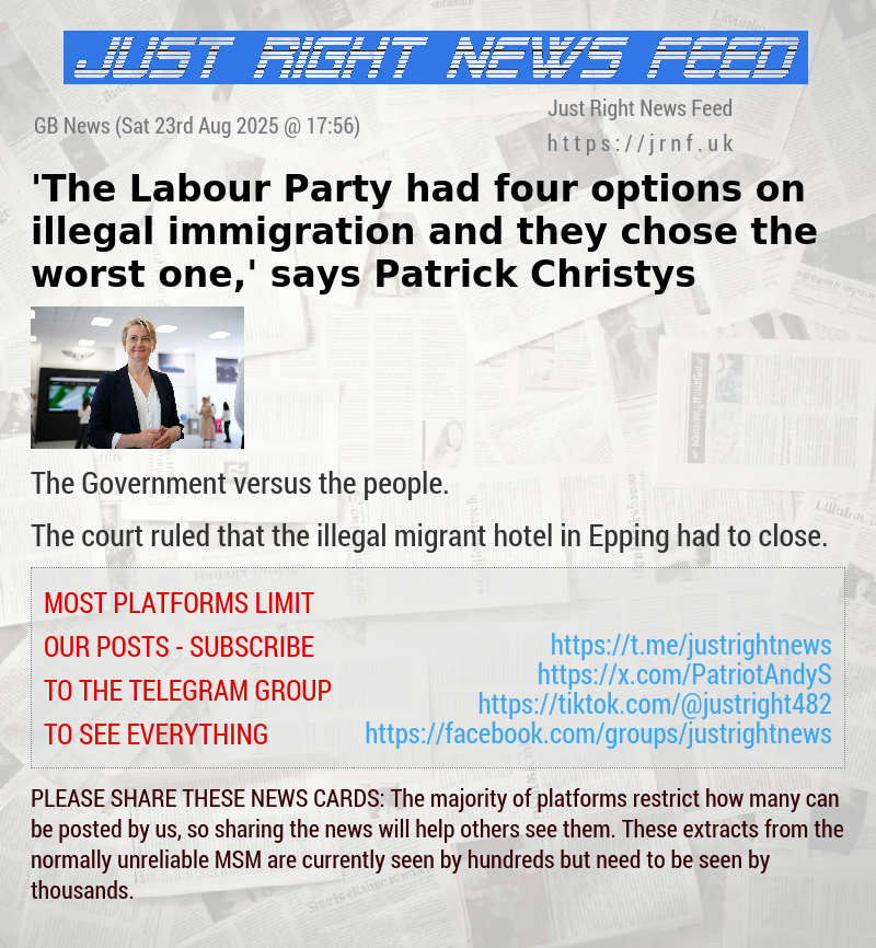 ’The Labour Party had four options on illegal immigration and they chose the worst one,’ says Patrick Christys