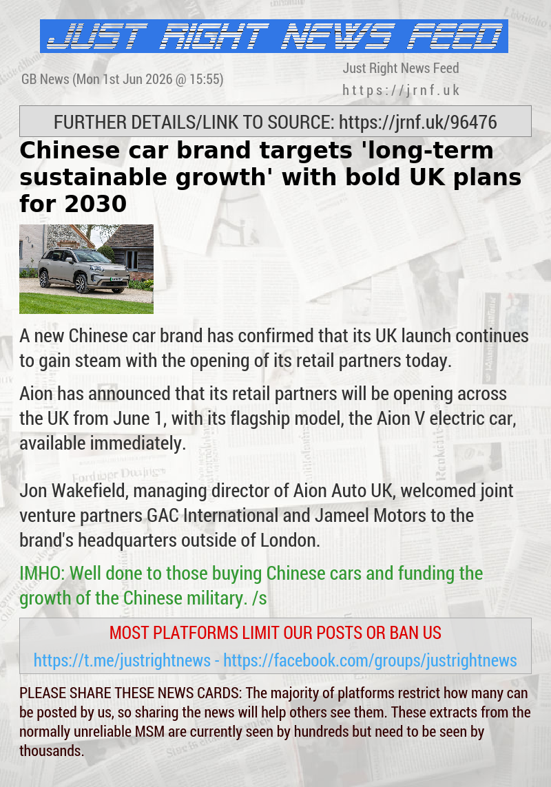 Chinese car brand targets ’long—term sustainable growth’ with bold UK plans for 2030