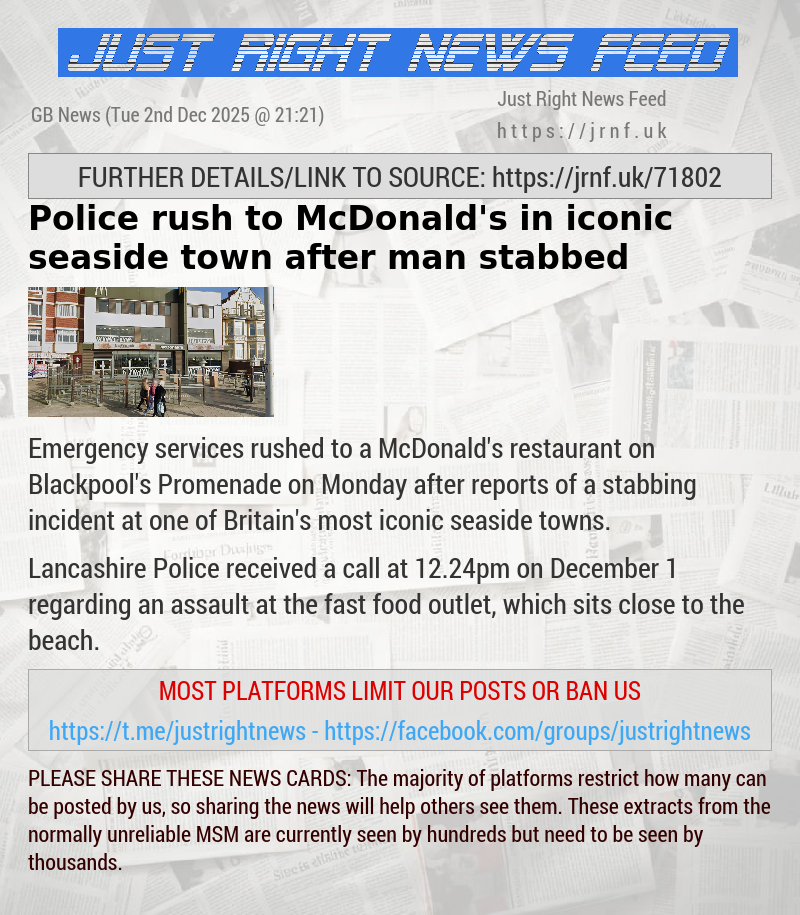 Police rush to McDonald’s in iconic seaside town after man stabbed