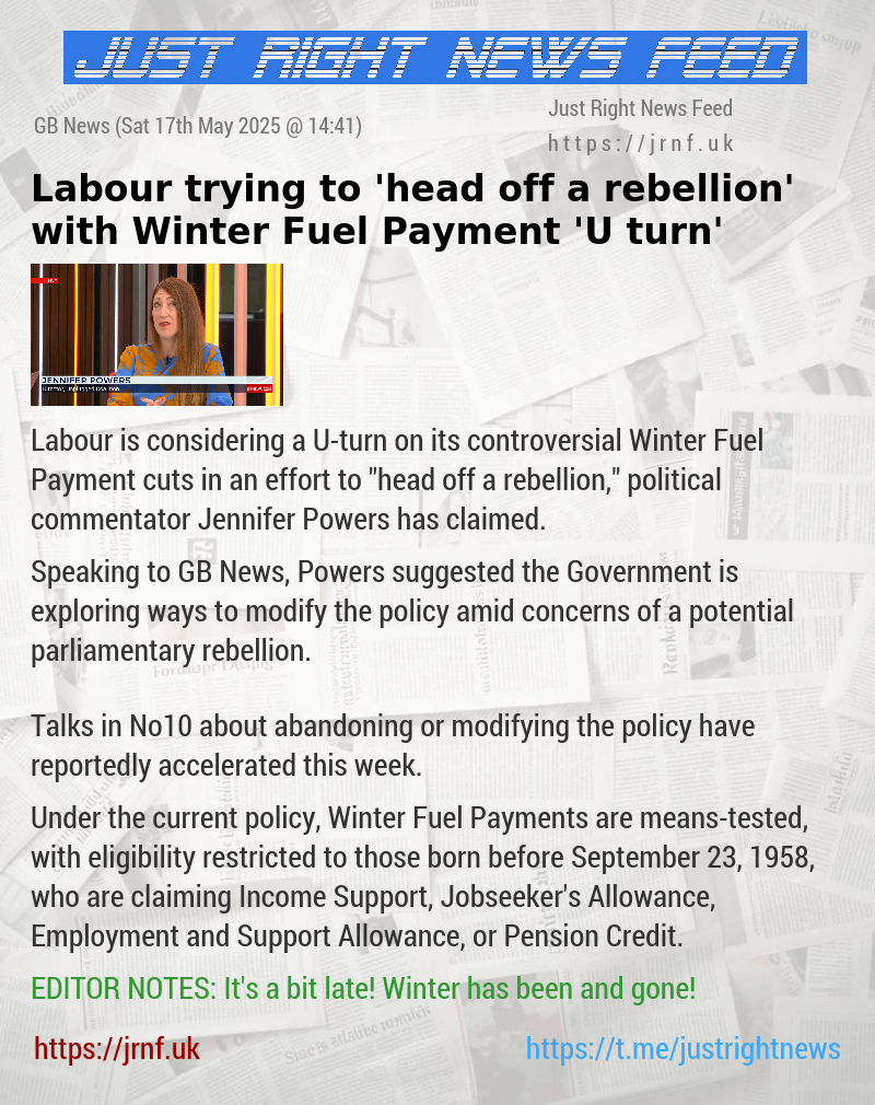 Labour trying to ’head off a rebellion’ with Winter Fuel Payment ’U—turn’