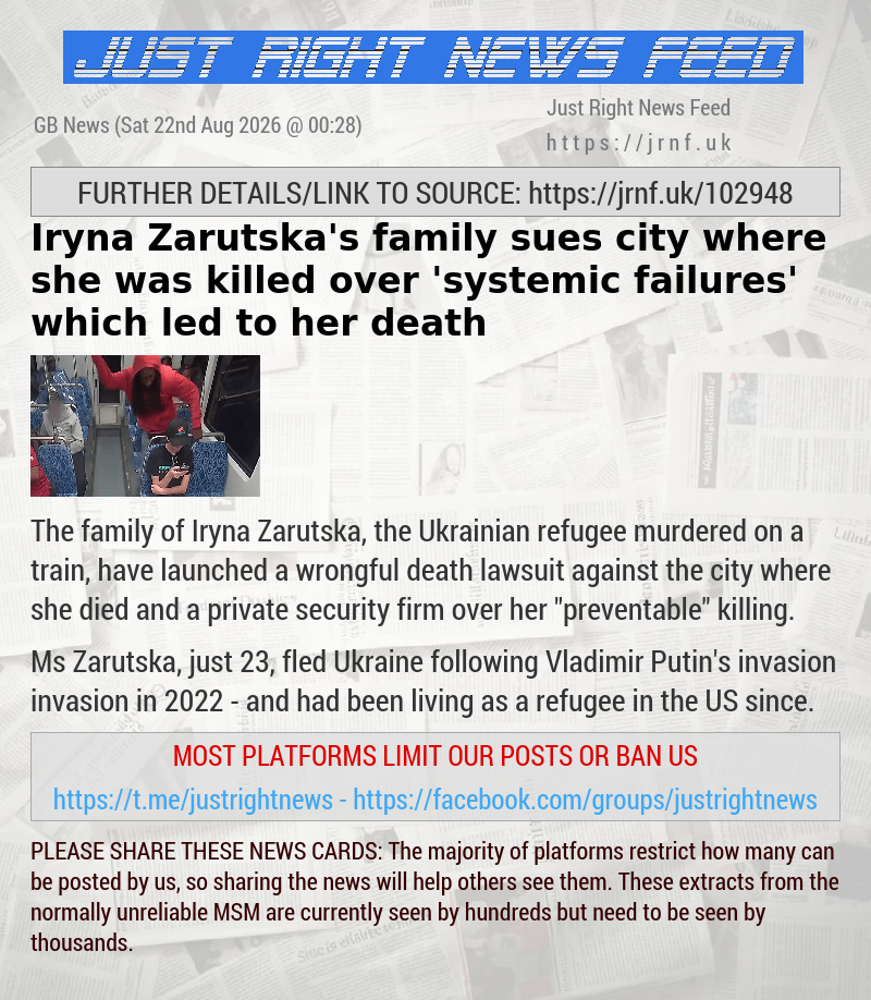 Iryna Zarutska’s family sues city where she was killed over ’systemic failures’ which led to her death