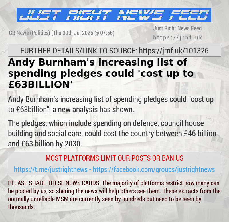 Andy Burnham’s increasing list of spending pledges could ’cost up to &pound;63BILLION’