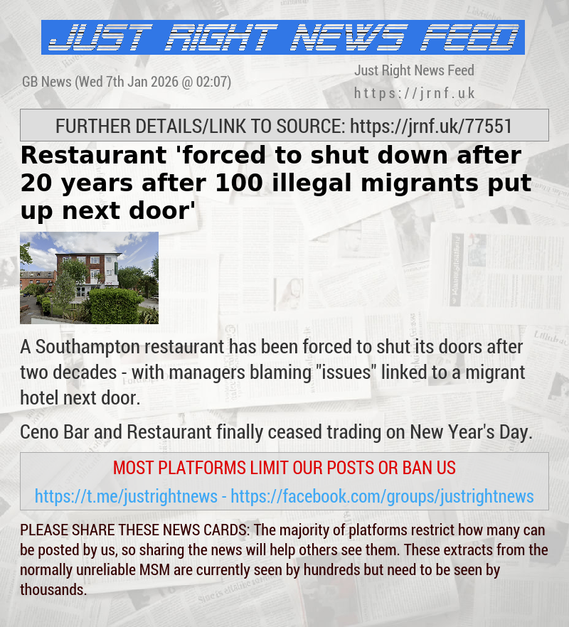 Restaurant ’forced to shut down after 20 years after 100 illegal migrants put up next door’