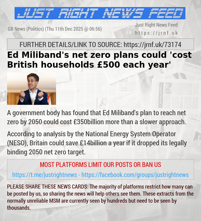 Ed Miliband’s net zero plans could ’cost British households &pound;500 each year’