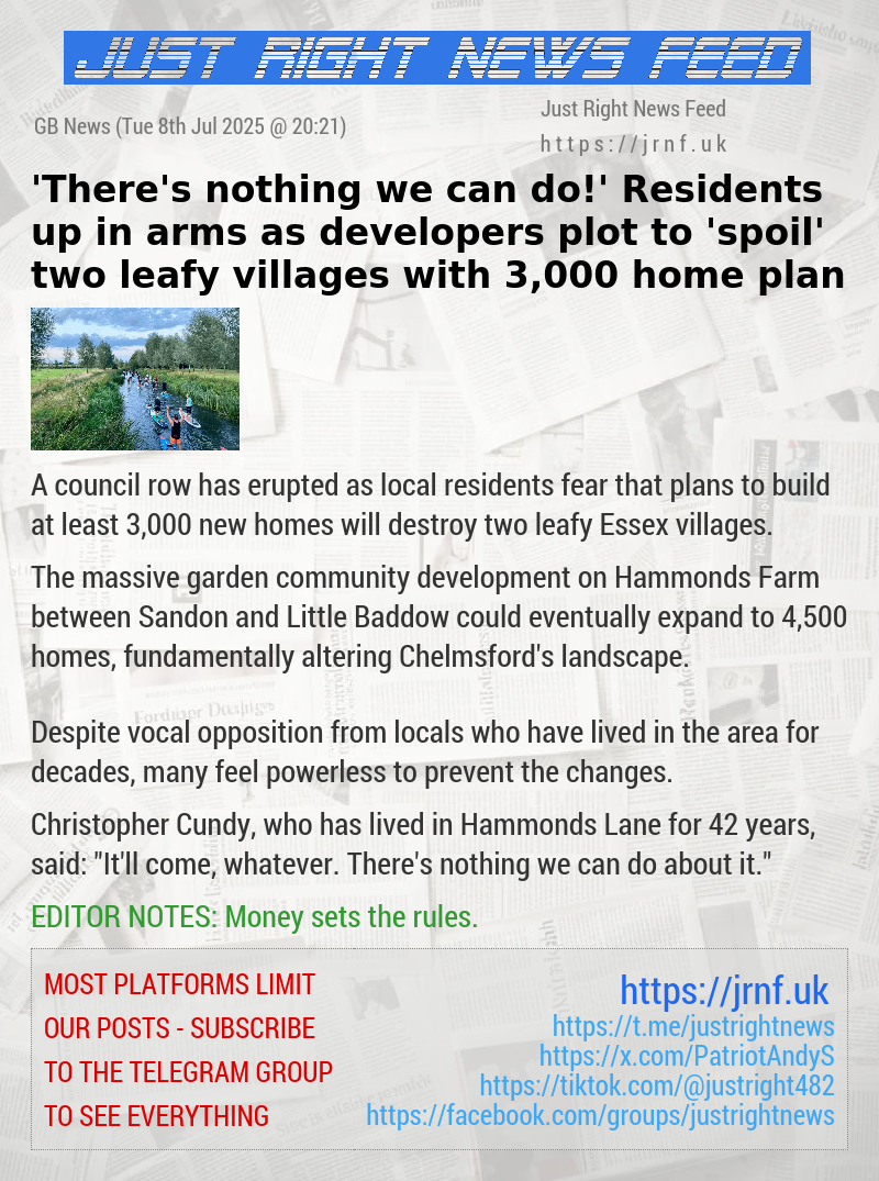 ’There’s nothing we can do!’ Residents up in arms as developers plot to ’spoil’ two leafy villages with 3,000 home plan