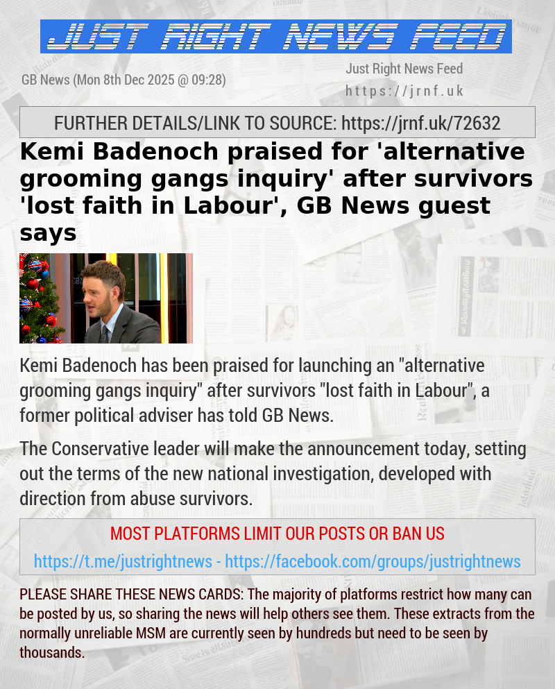 Kemi Badenoch praised for ’alternative grooming gangs inquiry’ after survivors ’lost faith in Labour’, GB News guest says