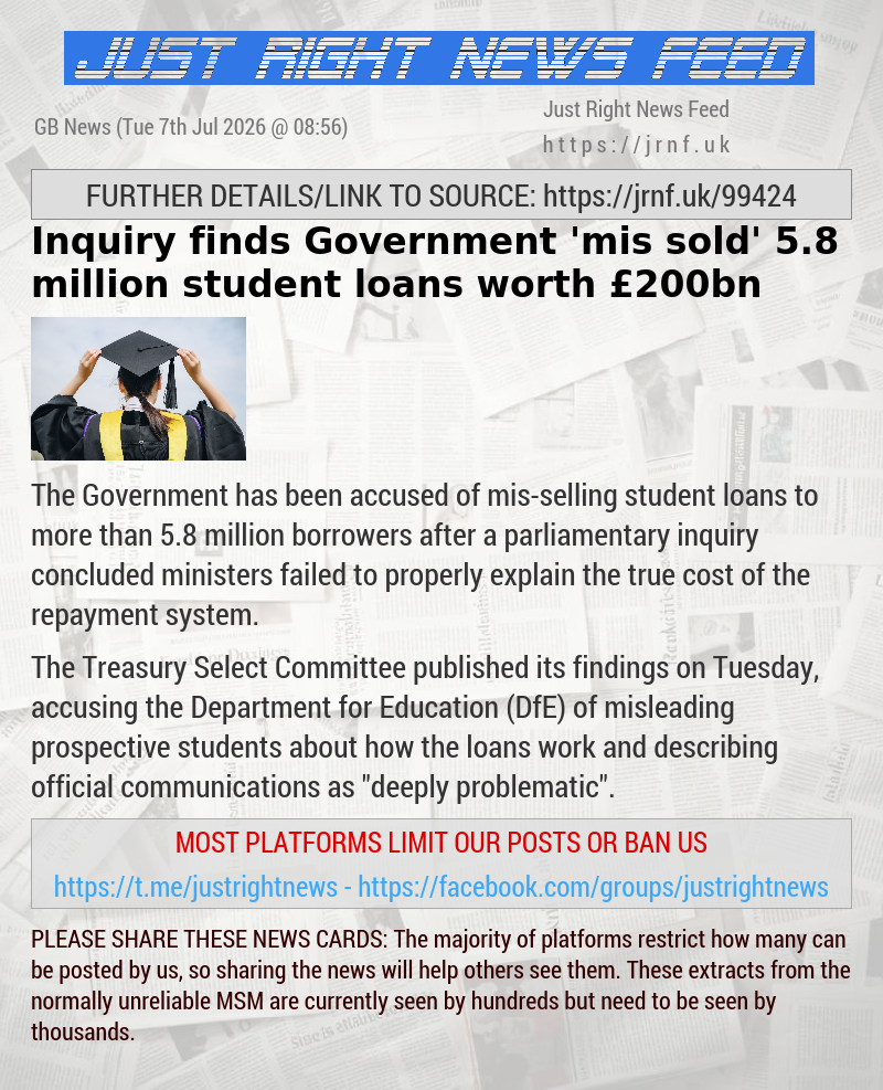 Inquiry finds Government ’mis—sold’ 5.8 million student loans worth &pound;200bn