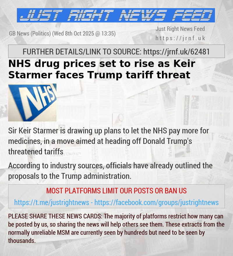 NHS drug prices set to rise as Keir Starmer faces Trump tariff threat