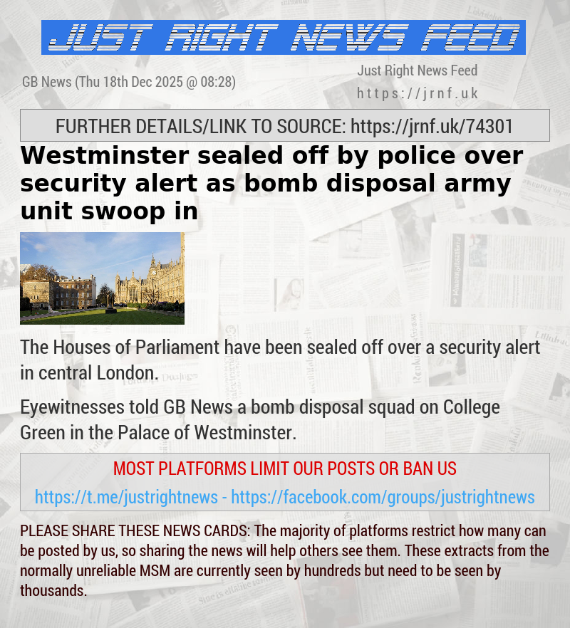 Westminster sealed off by police over security alert as bomb disposal army unit swoop in