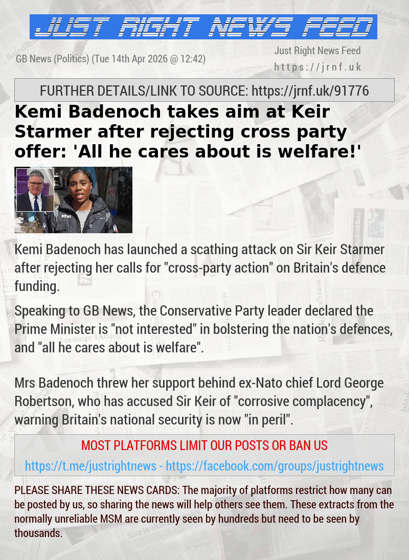 Kemi Badenoch takes aim at Keir Starmer after rejecting cross—party offer: ’All he cares about is welfare!’