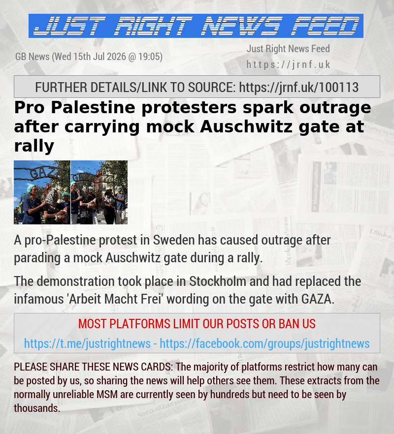 Pro—Palestine protesters spark outrage after carrying mock Auschwitz gate at rally