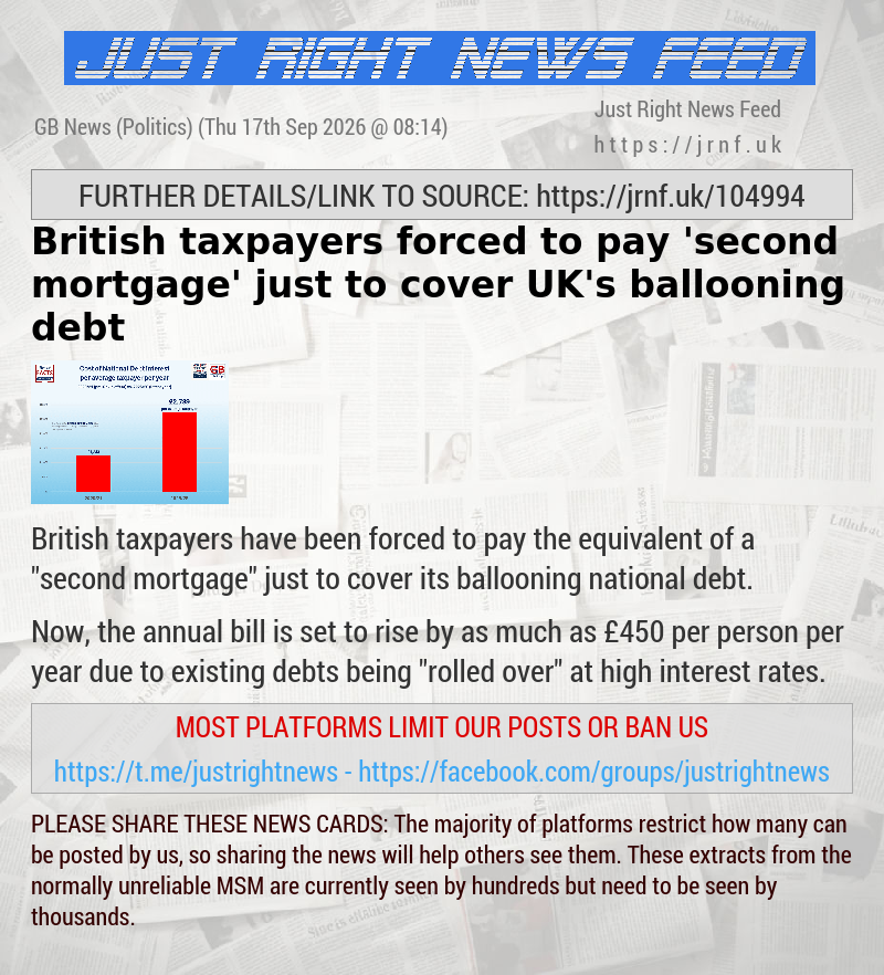 British taxpayers forced to pay ’second mortgage’ just to cover UK’s ballooning debt