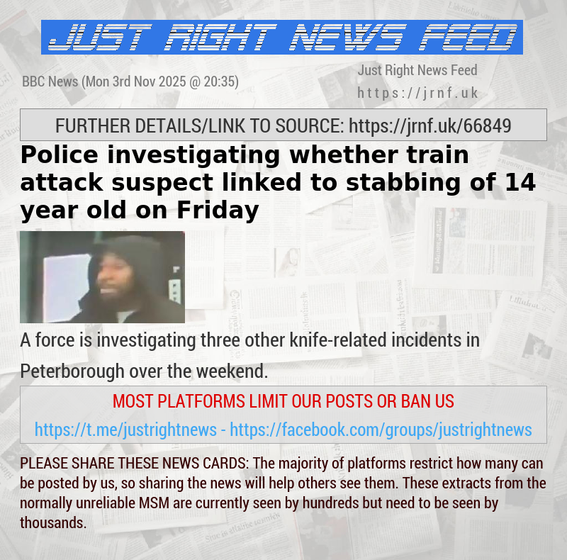 Police investigating whether train attack suspect linked to stabbing of 14—year—old on Friday