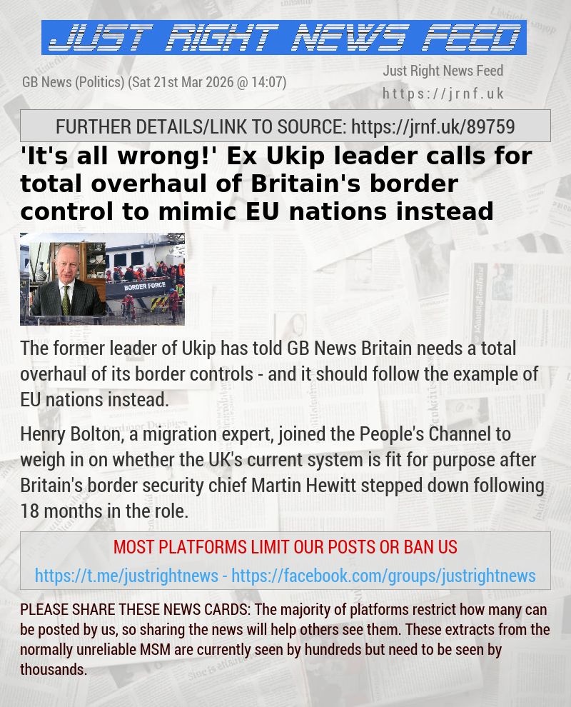 ’It’s all wrong!’ Ex—Ukip leader calls for total overhaul of Britain’s border control — to mimic EU nations instead
