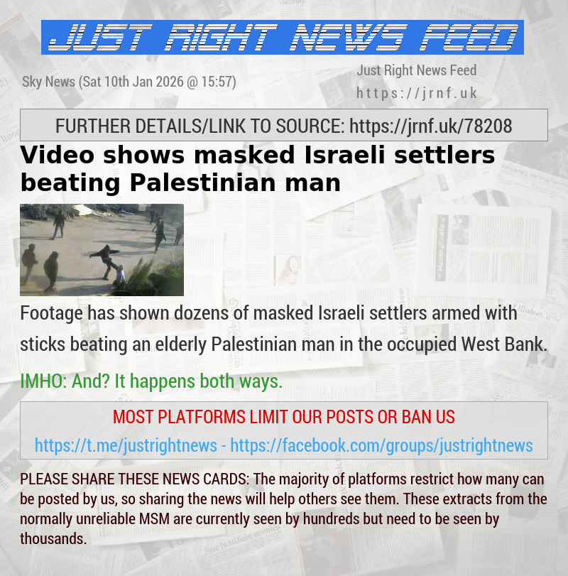 Video shows masked Israeli settlers beating Palestinian man