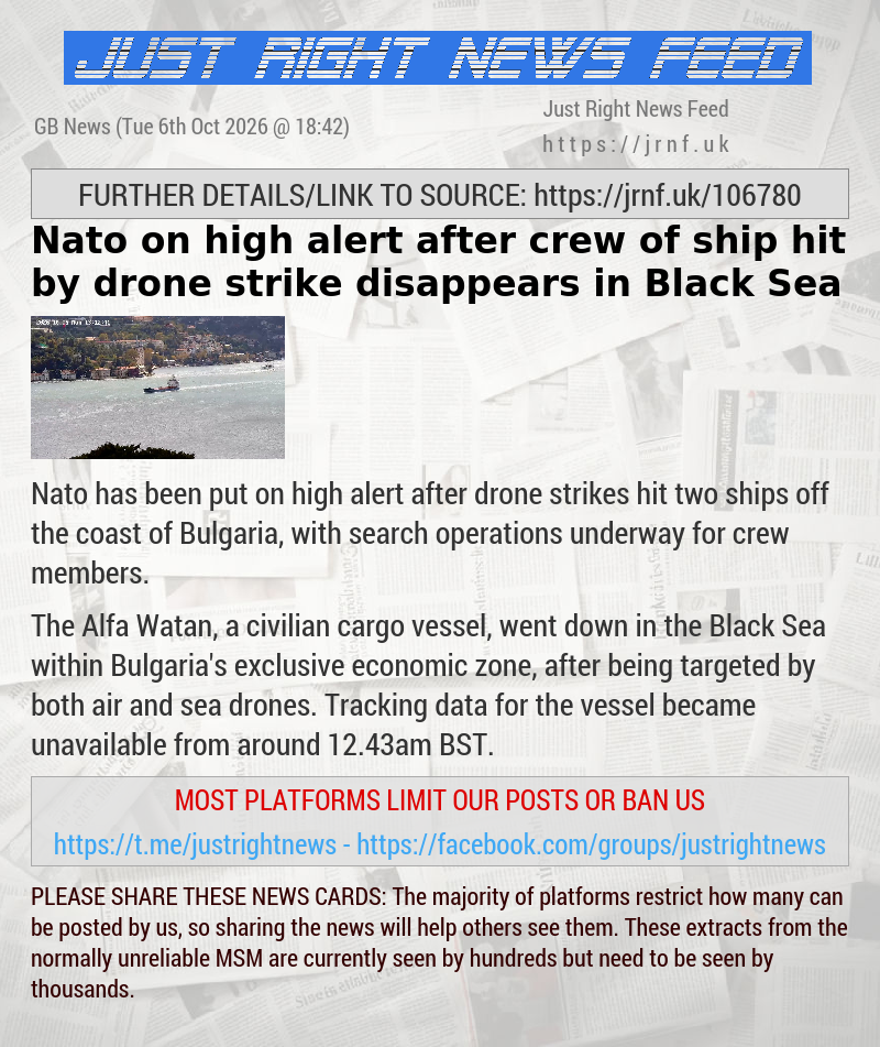 Nato on high alert after crew of ship hit by drone strike disappears in Black Sea