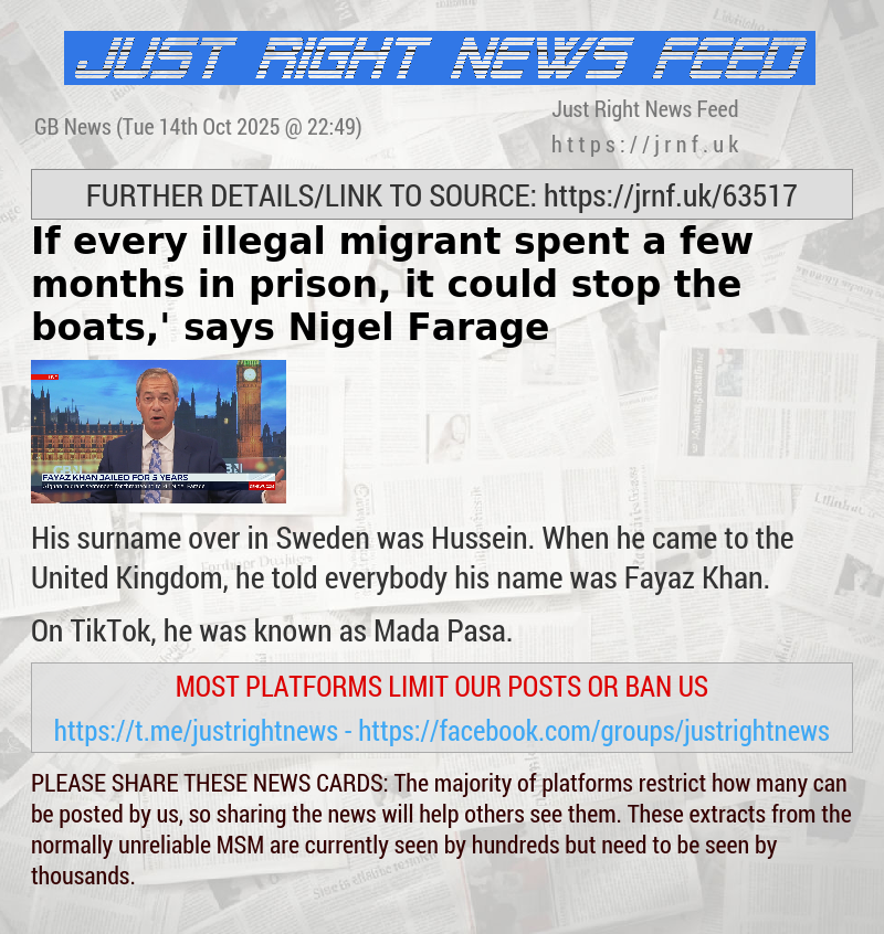 ‘If every illegal migrant spent a few months in prison, it could stop the boats,’ says Nigel Farage