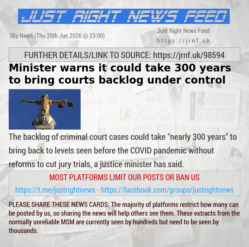 Minister warns it could take 300 years to bring courts backlog under control