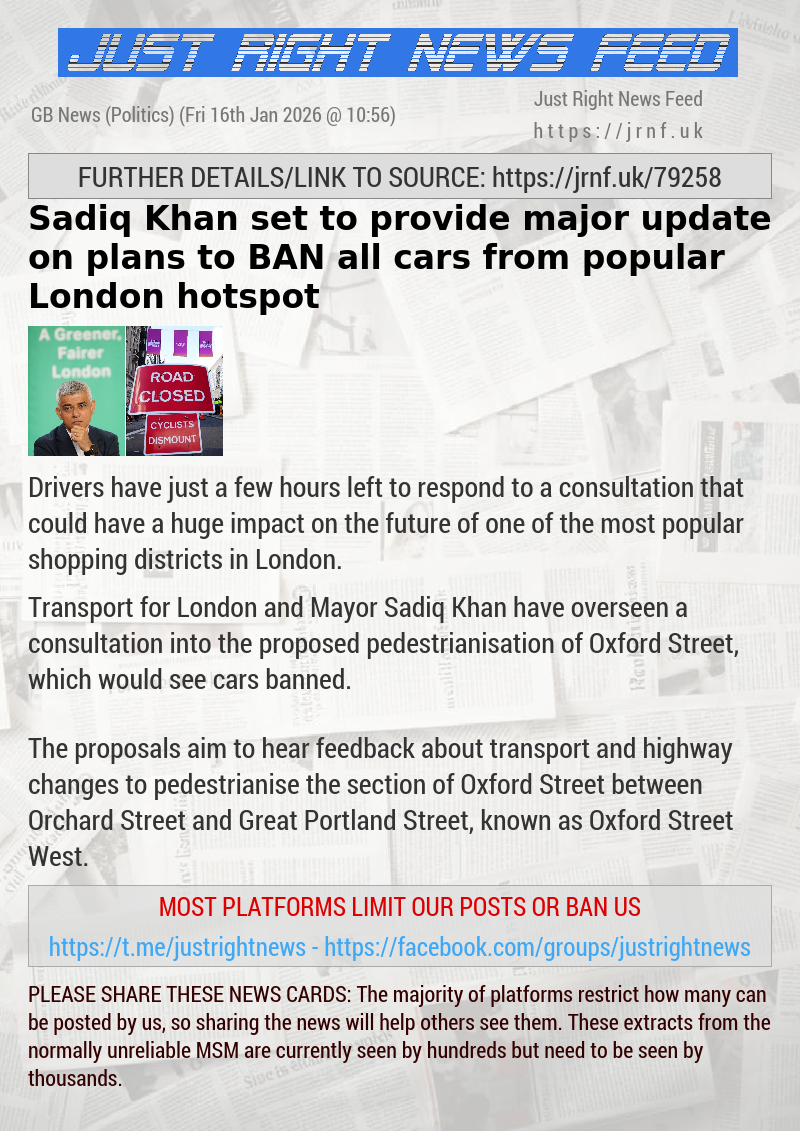 Sadiq Khan set to provide major update on plans to BAN all cars from popular London hotspot