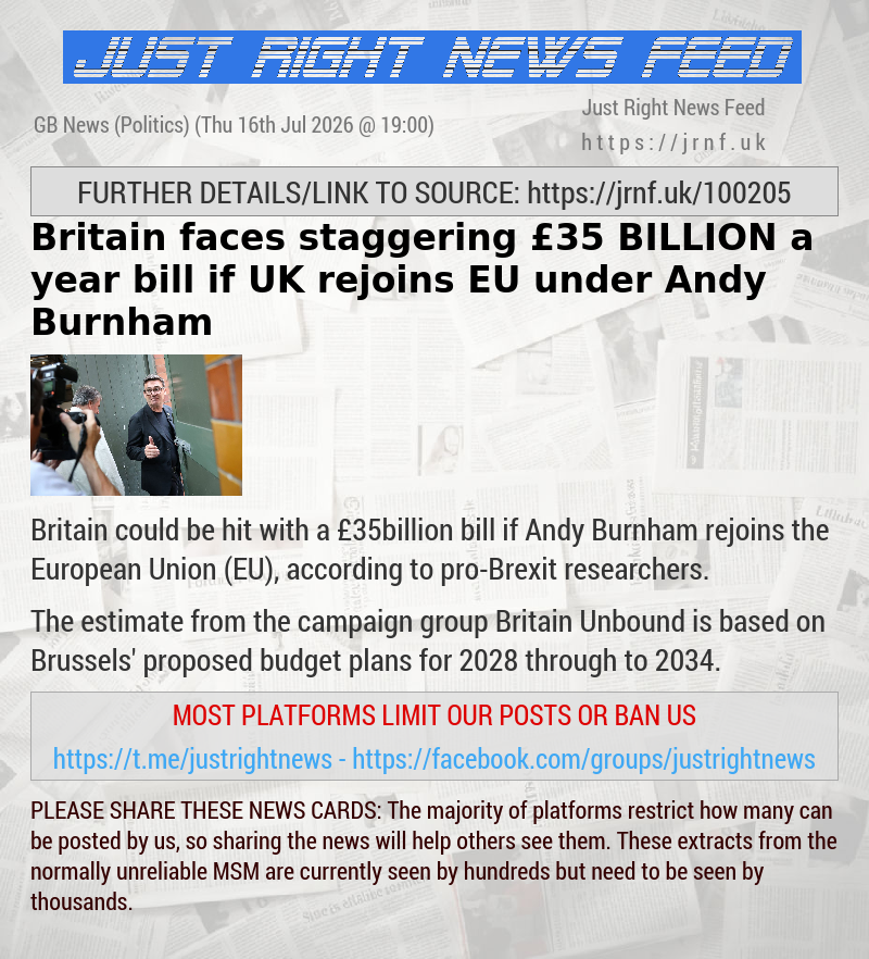 Britain faces staggering &pound;35 BILLION—a—year bill if UK rejoins EU under Andy Burnham