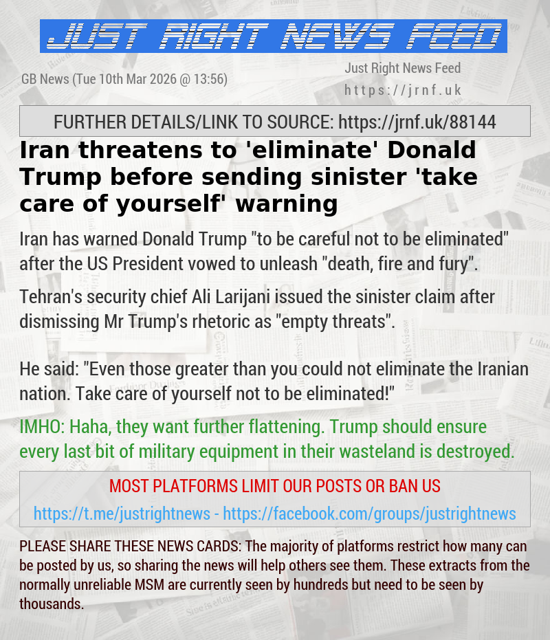 Iran threatens to ’eliminate’ Donald Trump before sending sinister ’take care of yourself’ warning