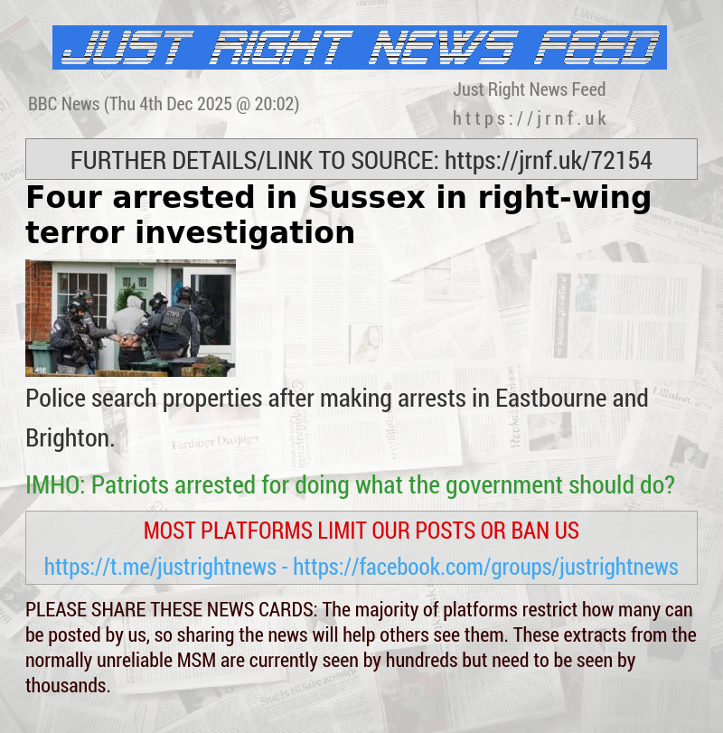 Four arrested in Sussex in right—wing terror investigation