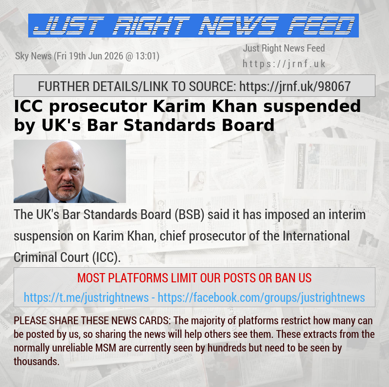 ICC prosecutor Karim Khan suspended by UK’s Bar Standards Board ‌