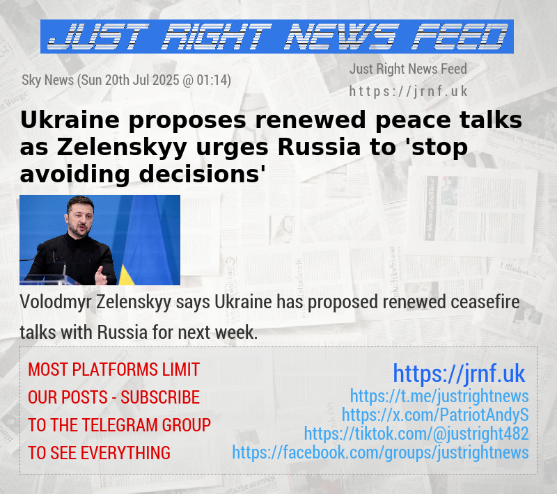 Ukraine proposes renewed peace talks — as Zelenskyy urges Russia to ’stop avoiding decisions’