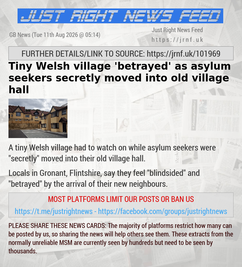 Tiny Welsh village ’betrayed’ as asylum seekers secretly moved into old village hall