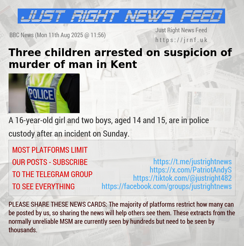 Three children arrested on suspicion of murder of man in Kent