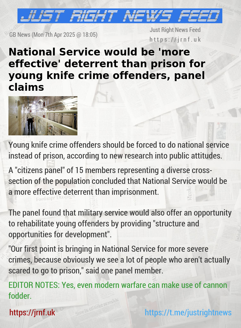 National Service would be ’more effective’ deterrent than prison for young knife crime offenders, panel claims