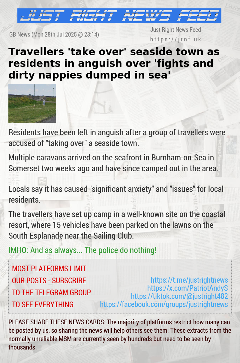 Travellers ’take over’ seaside town as residents in anguish over ’fights and dirty nappies dumped in sea’