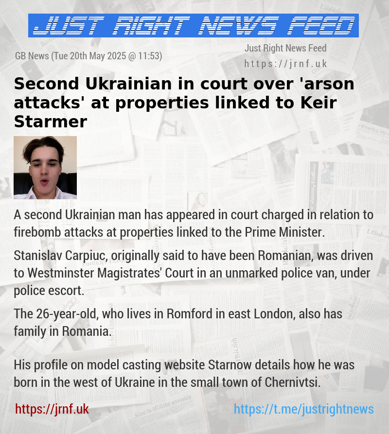 Second Ukrainian in court over ’arson attacks’ at properties linked to Keir Starmer
