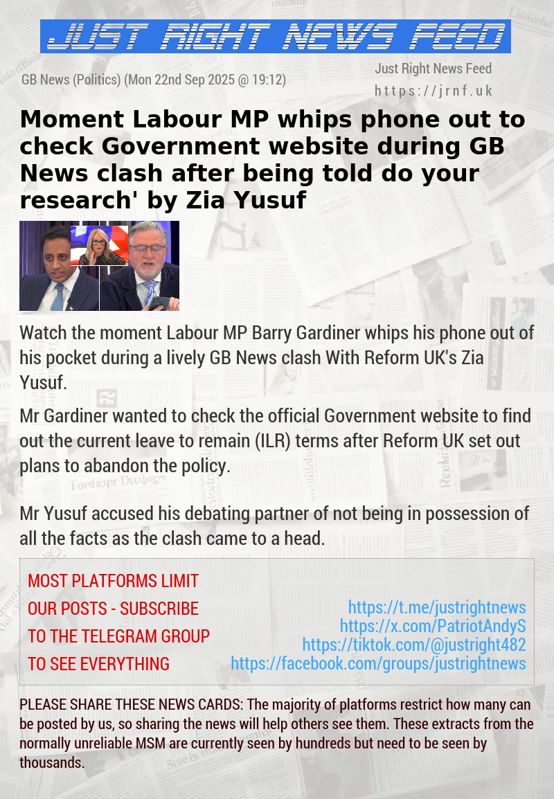 Moment Labour MP whips phone out to check Government website during GB News clash after being told ‘do your research’ by Zia Yusuf