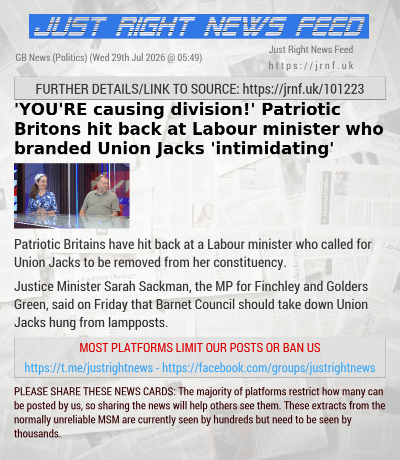 ’YOU’RE causing division!’ Patriotic Britons hit back at Labour minister who branded Union Jacks ’intimidating’