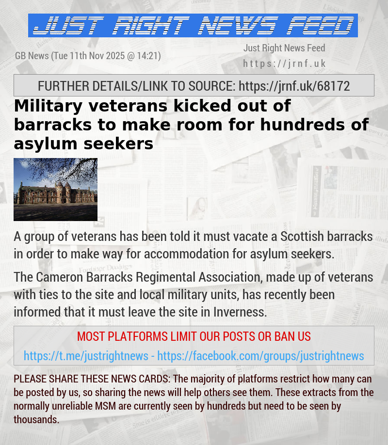 Military veterans kicked out of barracks to make room for hundreds of asylum seekers