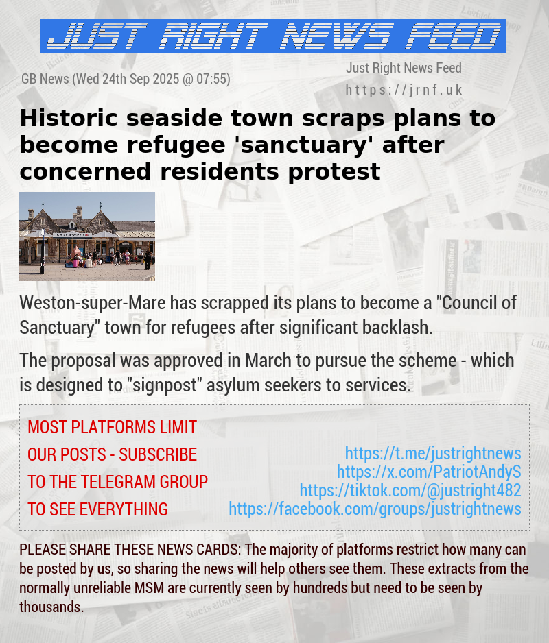 Historic seaside town scraps plans to become refugee ’sanctuary’ after concerned residents protest