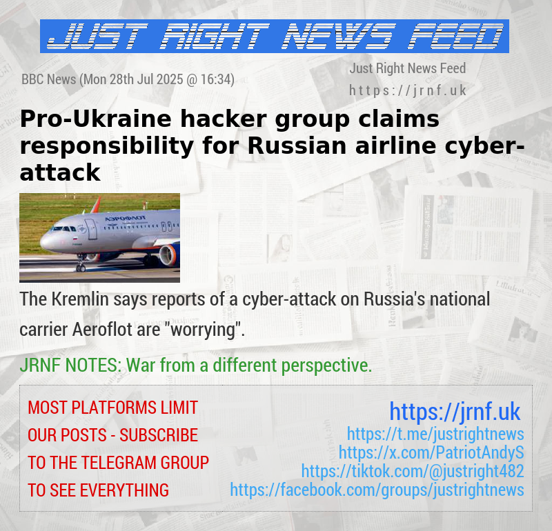 Pro—Ukraine hacker group claims responsibility for Russian airline cyber—attack