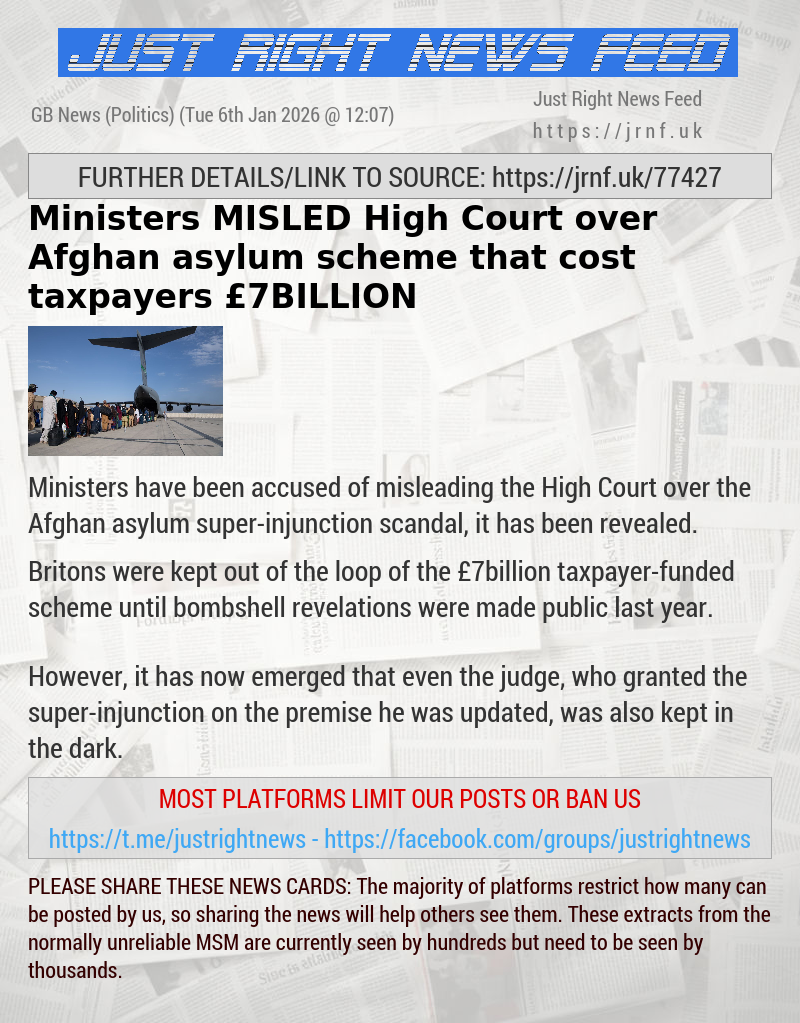 Ministers MISLED High Court over Afghan asylum scheme that cost taxpayers &pound;7BILLION