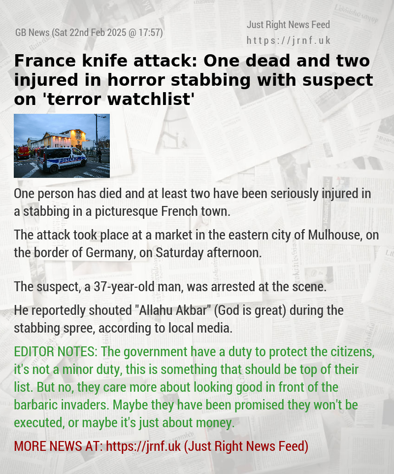 France knife attack: One dead and two injured in horror stabbing with suspect on ’terror watchlist’