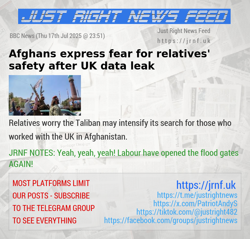 Afghans express fear for relatives’ safety after UK data leak