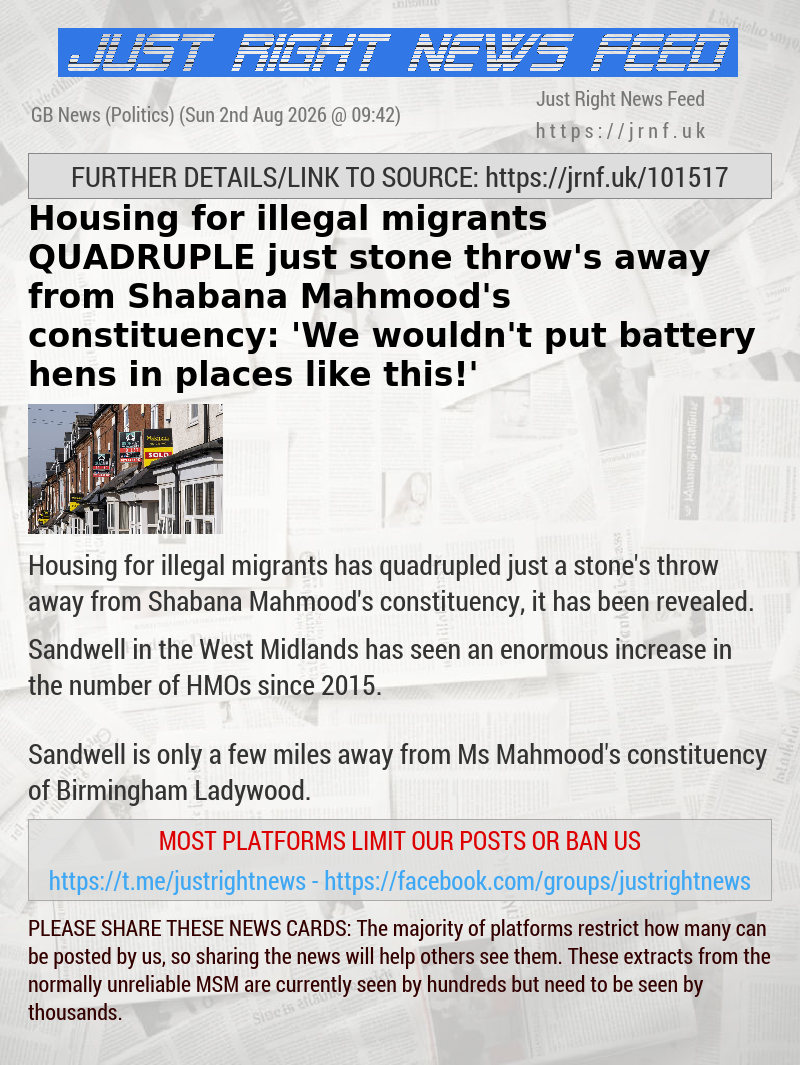 Housing for illegal migrants QUADRUPLE just stone throw’s away from Shabana Mahmood’s constituency: ’We wouldn’t put battery hens in places like this!’